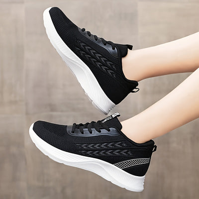 Women's Breathable Mesh Running Shoes, Lightweight Low-Top Casual Sports Sneakers with Lace-Up Closure, Fabric Upper and PU Sole