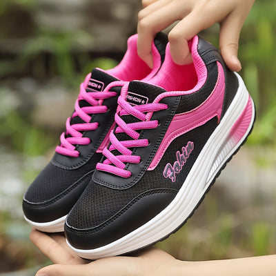 Women's Breathable Mesh Platform Sneakers, Casual Lace Up Outdoor Shoes, Comfortable Low Top Shoes