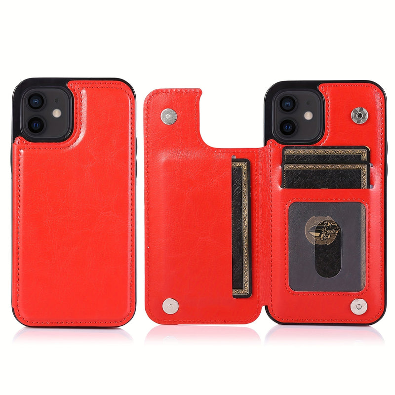 جراب iPhone قابل للطي من الجلد الصناعي عالي الجودة مع فتحات للبطاقات وحامل مقاوم للصدمات متوافق مع موديلات مختلفة بما في ذلك X XR XS Max 11 pro 12 pro 13 pro 14 15 16 SE 6 7 8 plus