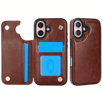 جراب iPhone قابل للطي من الجلد الصناعي عالي الجودة مع فتحات للبطاقات وحامل مقاوم للصدمات متوافق مع موديلات مختلفة بما في ذلك X XR XS Max 11 pro 12 pro 13 pro 14 15 16 SE 6 7 8 plus