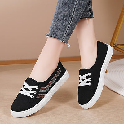 Women's Simple Canvas Shoes, Casual Lace Up Outdoor Shoes, Comfortable Low Top Sneakers