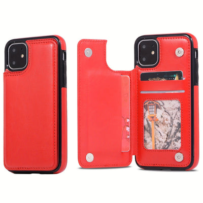 جراب iPhone قابل للطي من الجلد الصناعي عالي الجودة مع فتحات للبطاقات وحامل مقاوم للصدمات متوافق مع موديلات مختلفة بما في ذلك X XR XS Max 11 pro 12 pro 13 pro 14 15 16 SE 6 7 8 plus