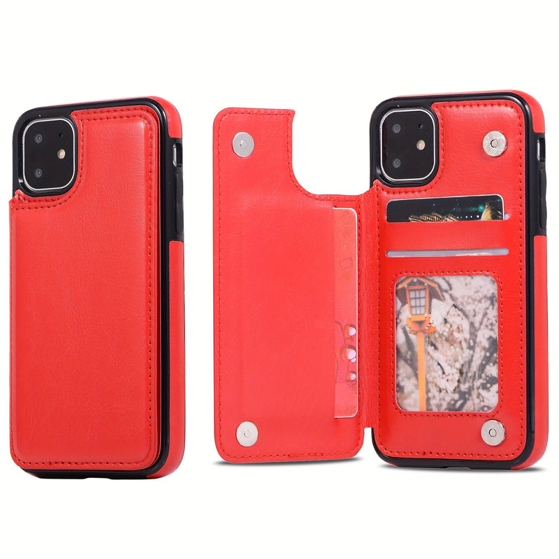 جراب iPhone قابل للطي من الجلد الصناعي عالي الجودة مع فتحات للبطاقات وحامل مقاوم للصدمات متوافق مع موديلات مختلفة بما في ذلك X XR XS Max 11 pro 12 pro 13 pro 14 15 16 SE 6 7 8 plus