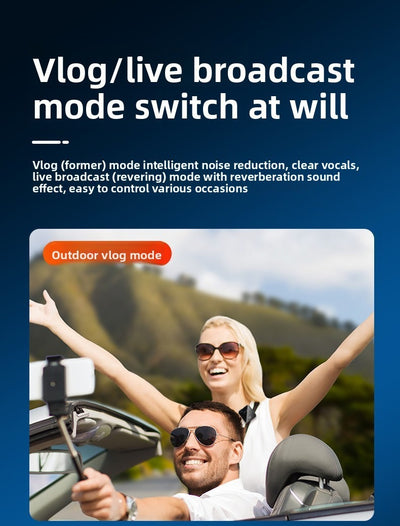 Wireless Lavalier Microphone, Intelligent Noise Reduction, Omnidirectional Capacitive, with Windproof Ball, 2-In-1 Wireless Lavalier Microphone for Recording Content, Live Streaming, Interviews, Song Recording, Video Podcasts