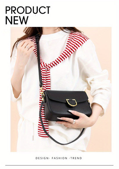 1pc Women's Top-Grain Cowhide Leather Crossbody Bag - Minimalist Square Design with Golden-Tone Hardware, Adjustable Strap & Zipper Closure, Beige/Tan/Black/Green - Casual Everyday Purse for Commuting, Work & Travel, Durable