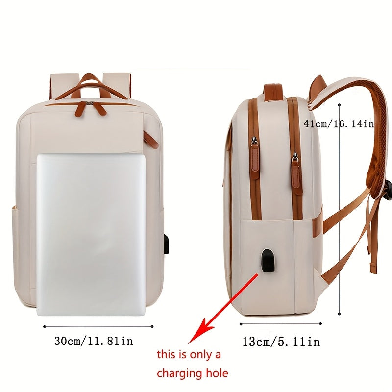 Stylish Lightweight Laptop Backpack - Adjustable Shoulder Straps, Multiple Compartments, USB Charging Port, Perfect for Commuting, School, Travel & Business, Casual Style, Polyester Lining, Secure Zipper Closure, Laptop Carry