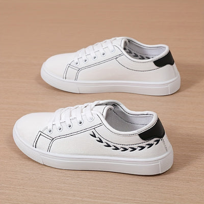 Women's Simple Canvas Shoes, Casual Lace Up Outdoor Shoes, Comfortable Low Top Sneakers