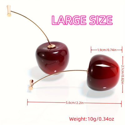 1 pair of sweet cherry earrings, red cherry earring set