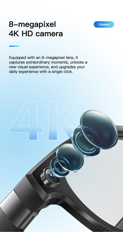 Q8 360° Surround Sound & HD Speakers Glasses with 360° Audio, HD Audio Quality, Dual-Channel Stereo Design, 360° Surround Sound Experience