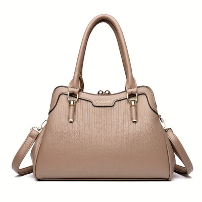 OGEHUAFEE 's Quilted Handbag - Elegant Multi-Layer French-Inspired Quilted Striped (Brown/Beige/Green/Black) Button Closure, Golden-Tone Hardware, Detachable Strap & Nylon - Dress Handbag for, Wedding,