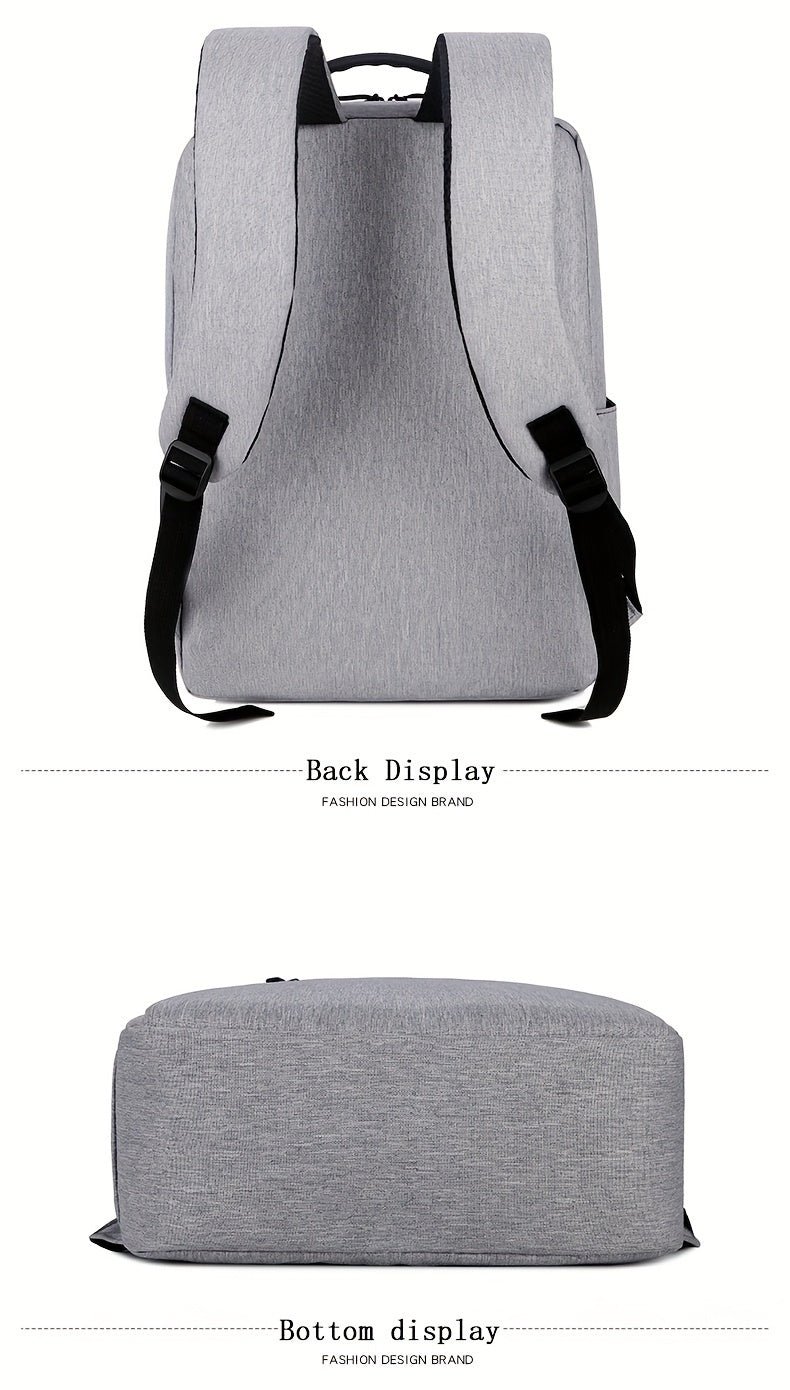 1pc Lightweight Laptop Bag - Durable Fabric Business Backpack with Adjustable Shoulder Straps, Multiple Compartments & Zipper Closure for School, Travel, Work - Grey, Backpack for Travel, Casual Style, Sturdy Construction