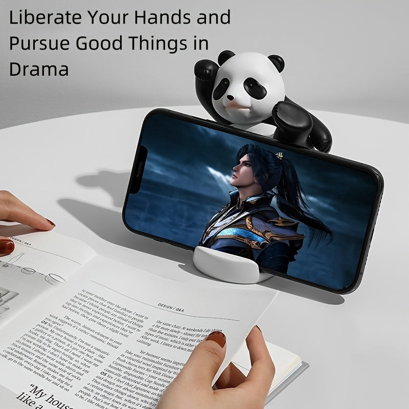 2pcs Cute Panda Phone & Tablet Stand, Adorable Desktop Mobile Holder, Decorative Novelty Accessories, Office & Home Decor, Universal Fit, 8.99cm & 10.01cm Height