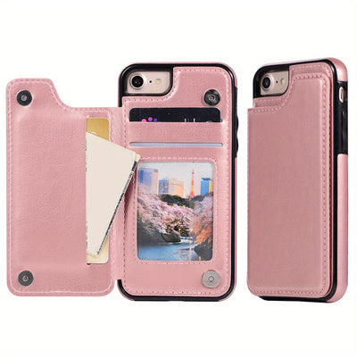 جراب iPhone قابل للطي من الجلد الصناعي عالي الجودة مع فتحات للبطاقات وحامل مقاوم للصدمات متوافق مع موديلات مختلفة بما في ذلك X XR XS Max 11 pro 12 pro 13 pro 14 15 16 SE 6 7 8 plus