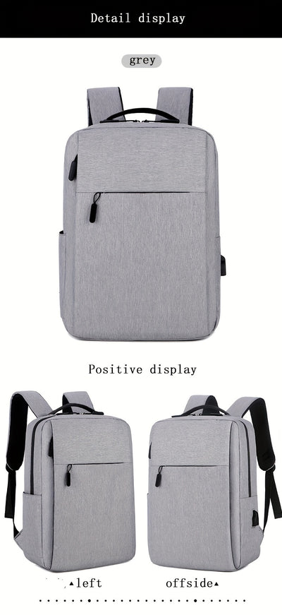 1pc Lightweight Laptop Bag - Durable Fabric Business Backpack with Adjustable Shoulder Straps, Multiple Compartments & Zipper Closure for School, Travel, Work - Grey, Backpack for Travel, Casual Style, Sturdy Construction