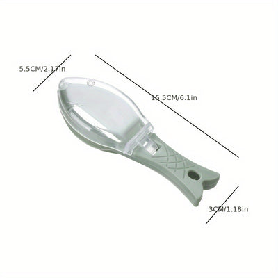 مكشطة قشور السمك قطعة واحدة، مزيل قشور السمك المنزلي، صندوق قشور السمك مع مساحة تخزين، مكشطة مريحة وسهلة الغسل، أدوات مطبخ