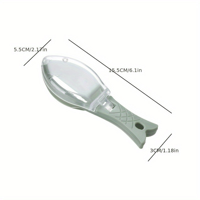 مكشطة قشور السمك قطعة واحدة، مزيل قشور السمك المنزلي، صندوق قشور السمك مع مساحة تخزين، مكشطة مريحة وسهلة الغسل، أدوات مطبخ