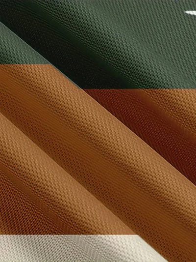 1pc Men'S Casual Crew Neck T-Shirt, Geometric Striped Print, Breathable Polyester Knit Fabric, Short Sleeve Sports Tee for Spring/Summer, Street Fashion Style