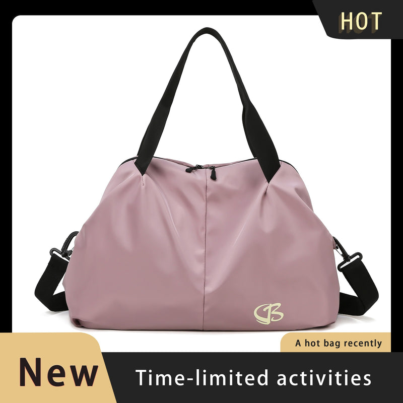 [Pink Gym Bag] Lightweight Pink Nylon Gym Bag for Women | Versatile Wet/Dry Separation, Adjustable Strap, Zip Closure, Portable Travel Bag for Short Trips, Sports Bag