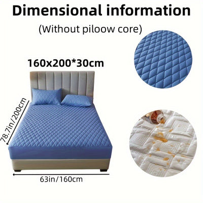 2/3pcs Set of Quilted Waterproof Bed Cover in Multiple Colors, Waterproof Mattress Protector, Bed Cover And Pillowcase Set, Non-Slip Full Coverage Bed Cover.