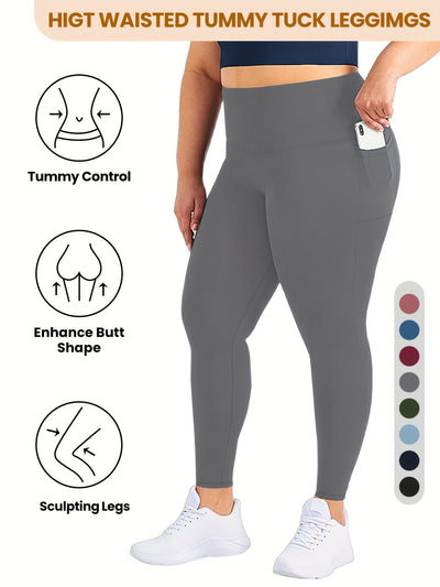 Women'S High-Waist Yoga Leggings with Side Pockets - Stretchy, Tummy Control, Sculpting Design, Black, Slim Fit, High Waisted, Perfect for Sports & Casual Wear, Workout Leggings | Slim Fit Leggings | High Waisted Legging