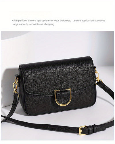 1pc Women's Top-Grain Cowhide Leather Crossbody Bag - Minimalist Square Design with Golden-Tone Hardware, Adjustable Strap & Zipper Closure, Beige/Tan/Black/Green - Casual Everyday Purse for Commuting, Work & Travel, Durable