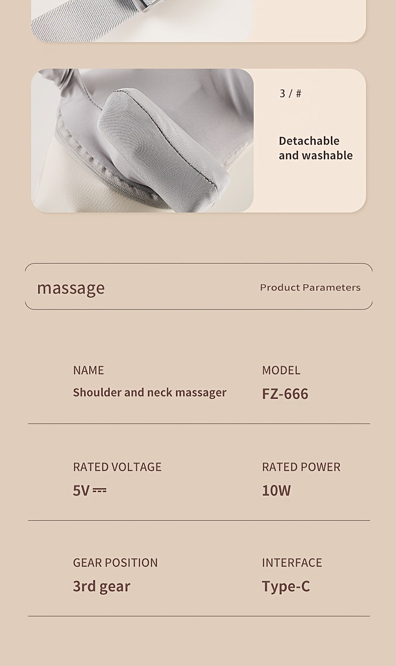 USB Rechargeable Neck Massager, Lumbar And Shoulder Massager, Automatic Cervical Kneader, Trapezius Muscle Massager.