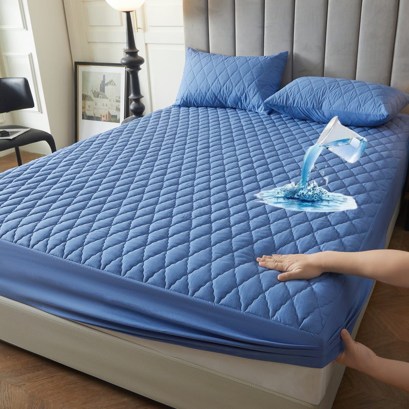 2/3pcs Set of Quilted Waterproof Bed Cover in Multiple Colors, Waterproof Mattress Protector, Bed Cover And Pillowcase Set, Non-Slip Full Coverage Bed Cover.