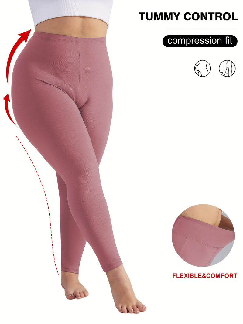 [Stretchy Leggings] Stretchy High-Waist Plus Size Women&