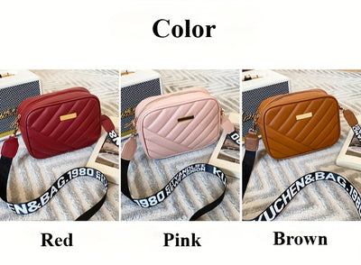 Fashionable Twill Crossbody Bag for Women - Small Square Shoulder Bag with Mobile Phone and Wallet Compartments, Available in Khaki, Brown, Gray, White, Pink, Black - PU Material with Polyester Lining, Zip Closure, Simple, Ne