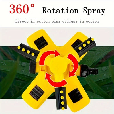 6pcs Lawn Sprinkler Set. 360° Rotating Sprinkler with Adjustable Arm, Plastic Material, Multi-Angle Rotation, Garden Irrigation System [2 4-Way Water Connections + 1 4/6 Standard Connection + 1 Multi-Function Connection]