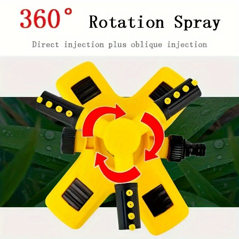 6pcs Lawn Sprinkler Set. 360° Rotating Sprinkler with Adjustable Arm, Plastic Material, Multi-Angle Rotation, Garden Irrigation System [2 4-Way Water Connections + 1 4/6 Standard Connection + 1 Multi-Function Connection]