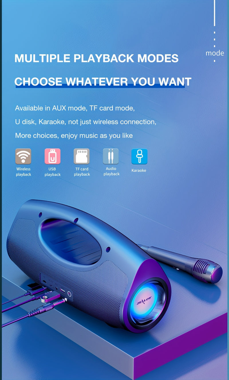 ZEALOT Wireless Portable P1 Speaker High Power Dual Speaker, With Microphone Subwoofer 3D Surround Sound, Surging Bass, FM TF USB Plug-in Card Compatible Connect With Mobile Phone/Tablet/TV