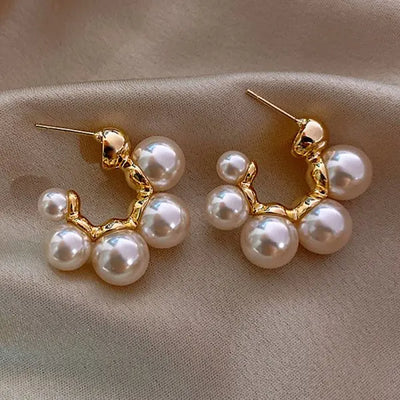 Fashion Cute Cupid Angel Stud Earrings For Women Elegant Retro French Gold Color Angel Pearl Earring Girls Party Jewelry Gifts