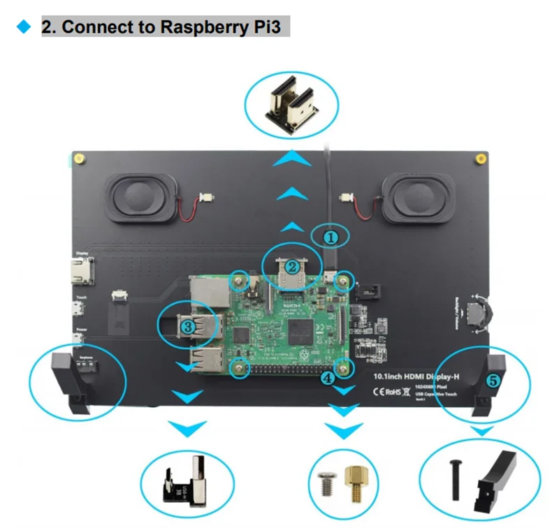 شاشة Raspberry Pi 5 LCD تعمل باللمس IPS مقاس 10.1 بوصة بدقة 1024X600 ومتوافقة مع HDMI لجهاز كمبيوتر شخصي صغير Raspberry Pi 3B+ 4B PS4