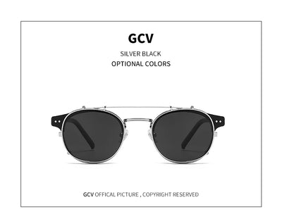 نظارات شمسية GCV ذات طبقتين وعدسات قابلة للإزالة، نظارات بلو راي، أسيتات، قوطي، ريترو، ستيم بانك، مستقطبة، للرجال والنساء، بدون نظارات شمسية