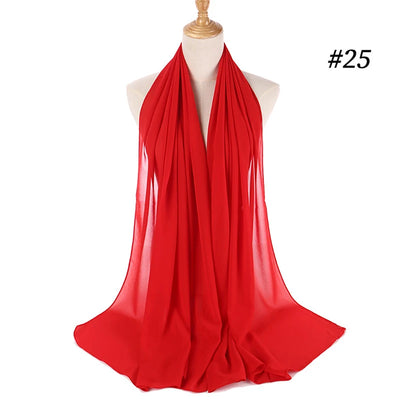 HUISHI Head Scarf Women Bubble Chiffon Plain Scarf Hijab Women Wrap Solid Color Shawls Headband Muslim Hijabs scarves 61 colors