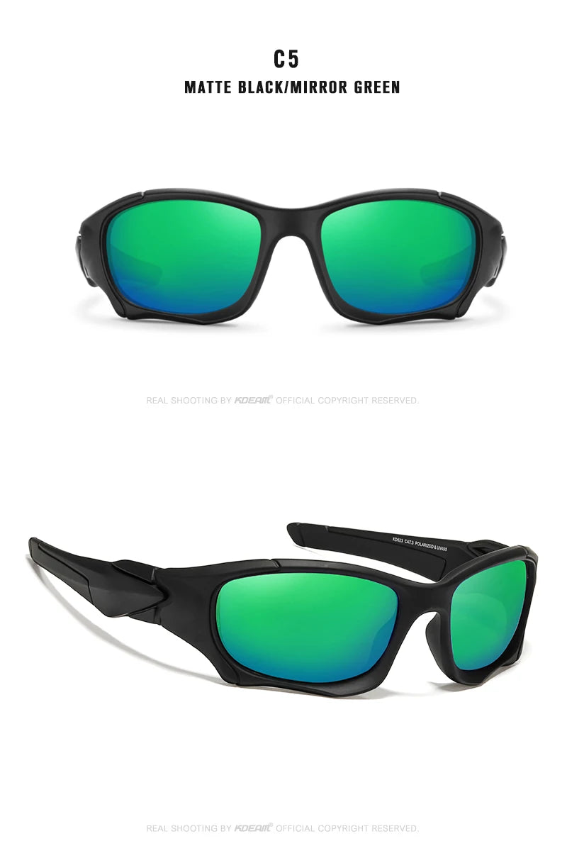 نظارات شمسية KDEAM الرياضية الخارجية المستقطبة للرجال بإطار منحني مقطوع وعدسات مقاومة للإجهاد ونظارات شمسية للنساء KD0623