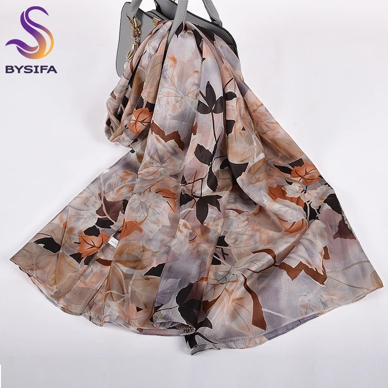 وشاح نسائي شتوي موضة 2016، عرض ساخن، أوشحة حرير التوت، شال حريري طويل للنساء، أزرق وقهوة، 180*110 سم