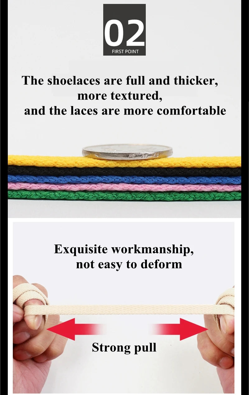 1 Pair / AF1 Shoelaces Flat Thicken Weave Craft Off Black White Shoe Laces High-top Sneaker Shoelace Accessories 25 Colors