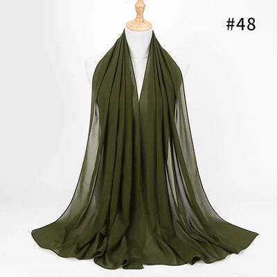 HUISHI Head Scarf Women Bubble Chiffon Plain Scarf Hijab Women Wrap Solid Color Shawls Headband Muslim Hijabs scarves 61 colors