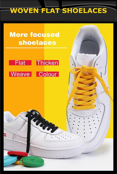 1 Pair / AF1 Shoelaces Flat Thicken Weave Craft Off Black White Shoe Laces High-top Sneaker Shoelace Accessories 25 Colors