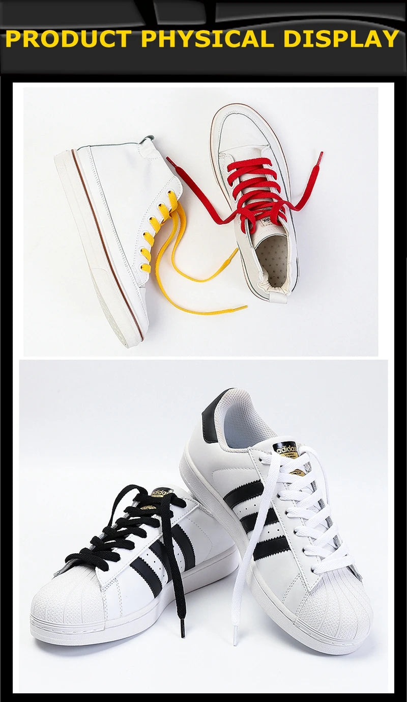 1 Pair / AF1 Shoelaces Flat Thicken Weave Craft Off Black White Shoe Laces High-top Sneaker Shoelace Accessories 25 Colors