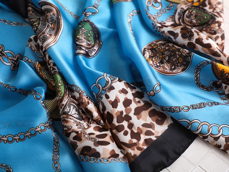 180*90 سم ماركة فاخرة أوشحة حرير صيفية للنساء شال لفافة ناعمة للنساء من أوروبا مصممة للشاطئ وشاح فولارد وشاح باريو