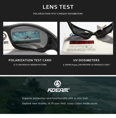 نظارات شمسية KDEAM الرياضية الخارجية المستقطبة للرجال بإطار منحني مقطوع وعدسات مقاومة للإجهاد ونظارات شمسية للنساء KD0623