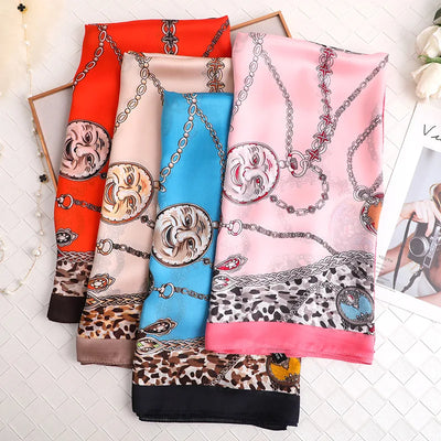 180*90 سم ماركة فاخرة أوشحة حرير صيفية للنساء شال لفافة ناعمة للنساء من أوروبا مصممة للشاطئ وشاح فولارد وشاح باريو