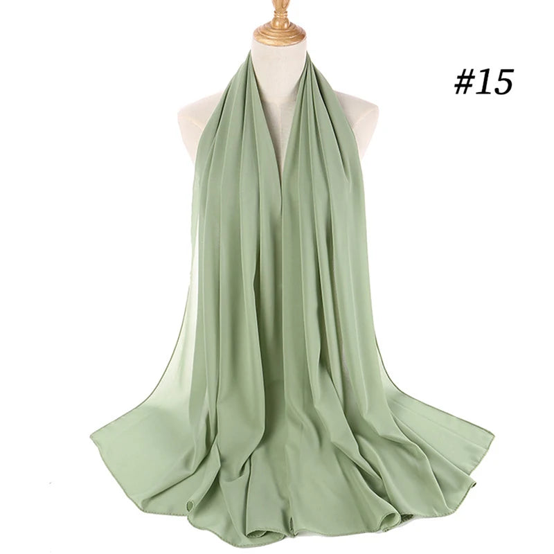 HUISHI Head Scarf Women Bubble Chiffon Plain Scarf Hijab Women Wrap Solid Color Shawls Headband Muslim Hijabs scarves 61 colors