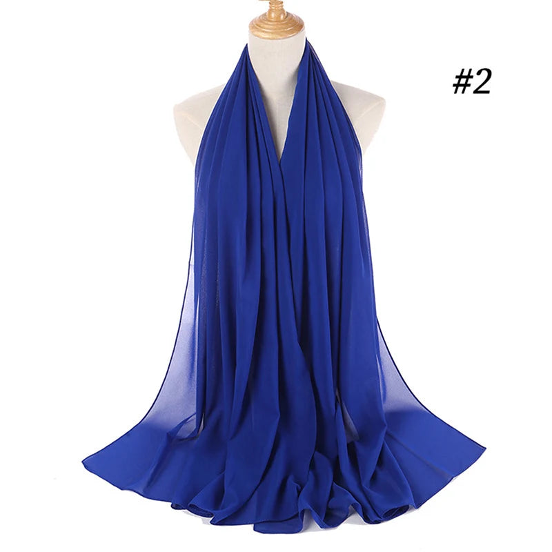 HUISHI Head Scarf Women Bubble Chiffon Plain Scarf Hijab Women Wrap Solid Color Shawls Headband Muslim Hijabs scarves 61 colors