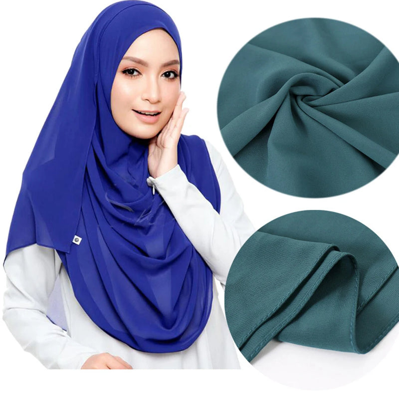 Muslim Chiffon Hijab Women Bubble Chiffon Scarf For Women Ladies Veil Muslim Islam Solid Color Malaysia Musulman Wrap Scarves