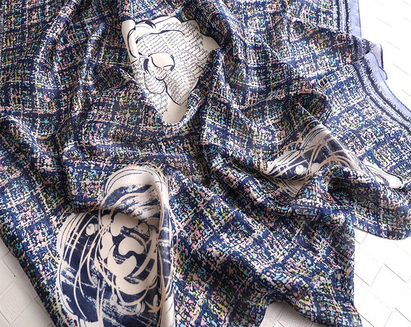 180*90 سم أوشحة حريرية كلاسيكية مطبوعة على الشاطئ الصيفي، شال نسائي، وشاح نسائي، غطاء رأس، وشاح، وشاح شيفون، حجاب نسائي