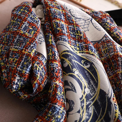 180*90 سم أوشحة حريرية كلاسيكية مطبوعة على الشاطئ الصيفي، شال نسائي، وشاح نسائي، غطاء رأس، وشاح، وشاح شيفون، حجاب نسائي